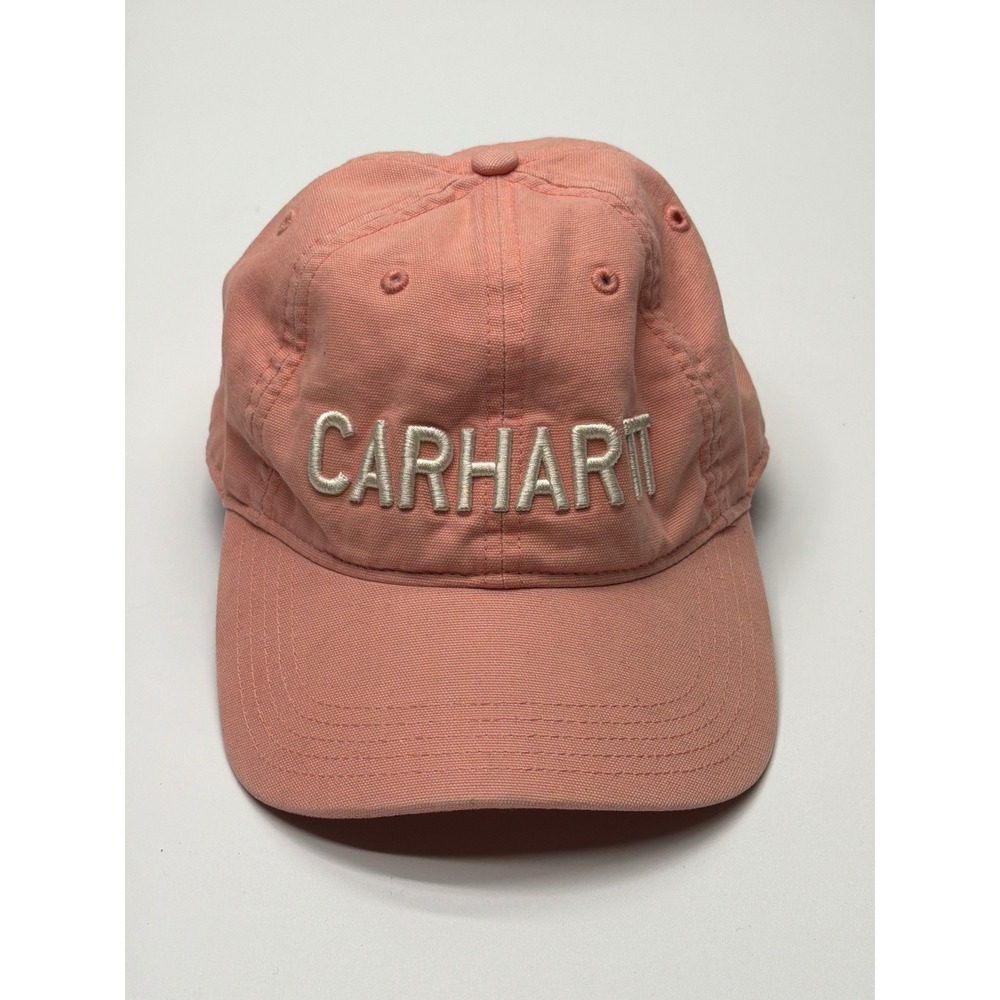 Carhartt Womens Canvas Baseball Cap Salmon Pink Embroidered Logo Hat
